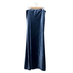Dizzy Lizzy Navy Blue Velvet Maxi Skirt Women Size Medium Column Long Skirt